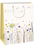 Ditipo Geschenk-Kraftbeutel 22 x 10 x 29 cm Beige Wiesenblumen