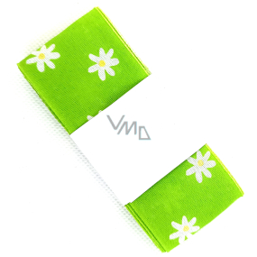 Ditipo Stoffband Flora grün weiß Blumen 2 m x 40 mm
