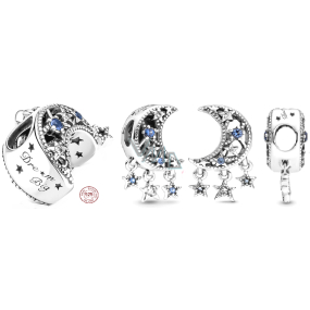 Charme Sterling Silber 925 Halbmond und Sterne, Perle auf Armband Universum Charme Sterling Silber 925 Halbmond und Sterne, Perle auf Armband Universum