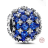 Charm Sterling Silber 925 Sparkling runden blauen Charme Pavé, Perle auf Armband Symbol