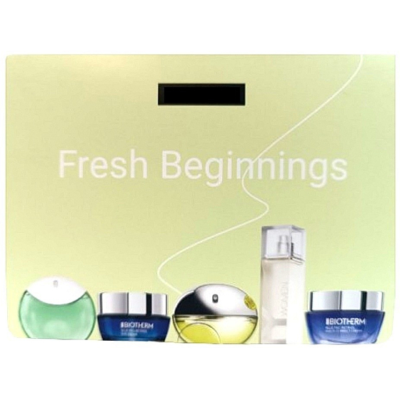 DKNY Original Women Energizing edp 1,5 ml + Biotherm Blue Pro-Retinol Eye Cream 1 ml + DKNY Be Delicious edp 1,5 ml + Biotherm Blue Therapy Pro-Retinol 1 ml + Issey Miyake A Drop d'Issey Essentielle edp 0,8 ml, Fresh Beginnings, Geschenk-Set