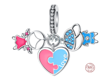 Charm Sterlingsilber 925 Junge und Mädchen Liebespaar 3-in-1, Anhänger für Armband Liebe