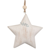 Dřevěná hvězda na zavěšení s patinou šedá 9 cm