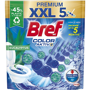 Bref Color Aktiv Eucalyptus fester WC-Block, 5× 50 g