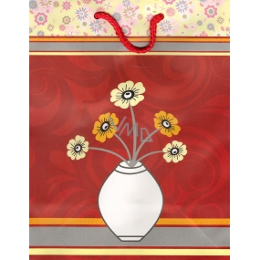 Nekupto Geschenk Papiertüte 32,5 x 26 x 13 cm Blume in einer Vase