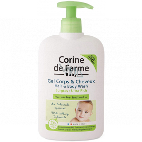 Corine de Farme Baby 2 in 1 feuchtigkeitsspendendes Reinigungsgel für Haar und Körper mit einem 500 ml Spender