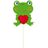 Frosch sitzt mit einer Herzmulde 7 cm + Spieße