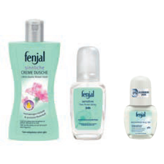 Fenjal Rose Duschgel 200 ml + Empfindliches parfümiertes Deodorantglas 75 ml + Deodorant zum Aufrollen 50 ml, Kosmetikset