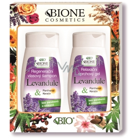 Bione Cosmetics Lavendel Regenerierendes Haarshampoo 260 ml + entspannendes Duschgel 260 ml, Kosmetikset
