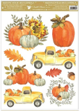 Fensterfolie ohne Kleber Herbstkürbisse, zwei LKWs 30 x 42 cm