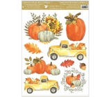 Fensterfolie ohne Kleber Herbstkürbisse, zwei LKWs 30 x 42 cm
