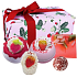 Bomb Cosmetics Voller Erdbeeren - Erdbeergefühle Für immer sprudelnder ballistischer Badeball 2 x 160 g + Butterball 30 g + Butterblock für Bad 50 g + Glycerinseife 100 g, Kosmetikset