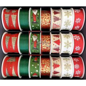 Nekupto Stoff Weihnachtsband Grüner Weihnachtsmann 25 mm x 2,5 m