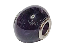 Amethyst blau Anhänger rund Naturstein 14 mm, Loch 4,2 mm 1 Stück, Stein der Könige und Bischöfe