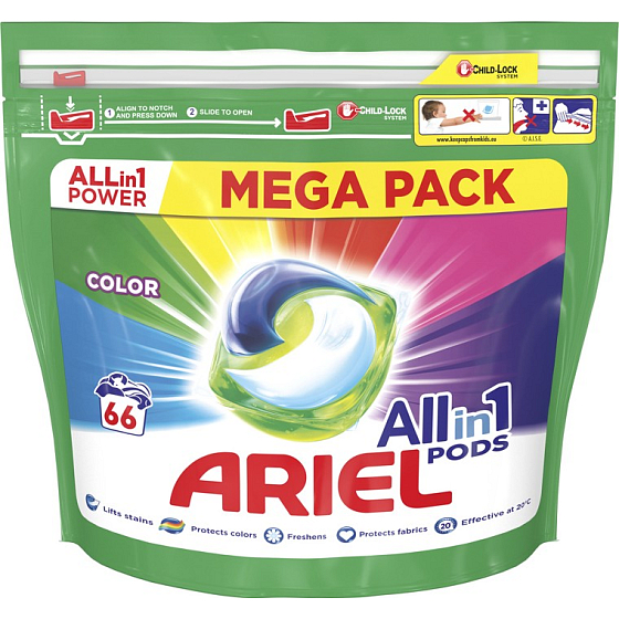 Ariel All-in-1 Pods Color Gel-Kapseln für bunte Wäsche 66 Stück