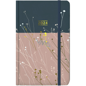 Albi Diary 2024 Taschenkalender mit Gummiband Wiese 9,3 x 15 x 1,3 cm