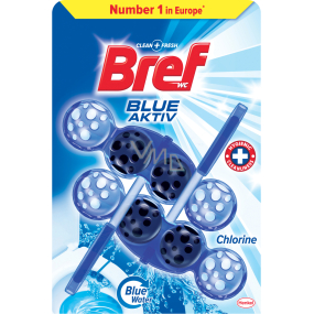 Bref WC Blue Aktiv Chlorine, WC blok v kuličkách, obarvuje vodu do modrého odstínu 2 × 50 g Bref WC Blue Aktiv Chlorine, WC blok v kuličkách, obarvuje vodu do modrého odstínu 2 × 50 g