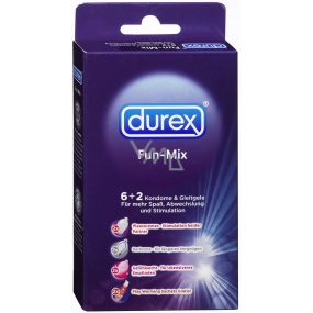Durex Fun Mix 6 Kondome + 2 Gleitgels 5 ml