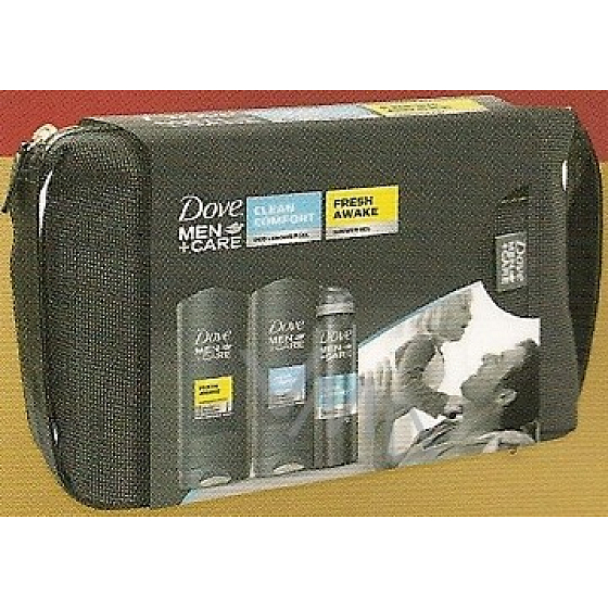 Dove Men + Care Comfort Duschgel 250 ml + Duschgel 250 ml + Deodorant Spray 150 ml + Beutel, Kosmetikset