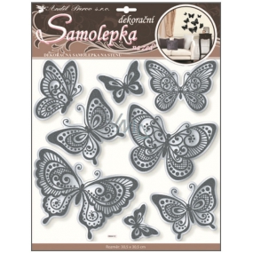 Wandaufkleber Schmetterlinge mit Spiegeleffekt und schwarzer Glitzerkontur 40 x 31 cm 1 Bogen