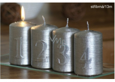 Lima Advent Set mit Zahlen Kerze Silber Zylinder 60 x 90 mm 4 Stück