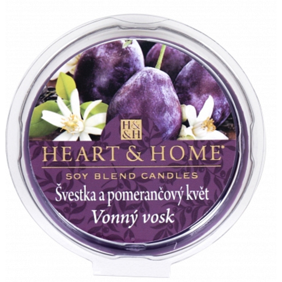 Heart & Home Pflaume und Orangenblüte Soja natürliches duftendes Wachs 27 g