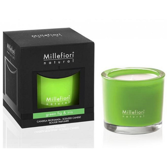 Millefiori Milano Natural Green Fig & Iris - Grüne Feige und Iris Duftkerze brennt bis zu 60 Stunden 180 g