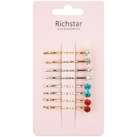 Richstar Accessories Haarklammer mit Stein 5 cm 8 Stück