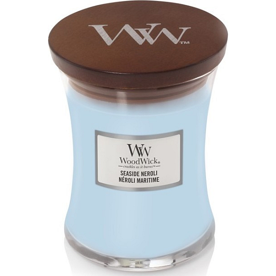 WoodWick Seaside Neroli - Coastal Neroli Duftkerze mit Holzdocht und Deckel Glas Medium 275 g