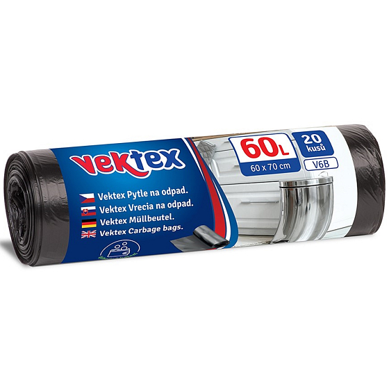 Vektex Abfallbeutel schwarz 9 µ, 60 Liter 60 x 70 cm 20 Stück