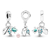 Charm Sterlingsilber 925 Fisch, Meeresschildkröte und Muschel 3-in-1, Anhänger für Meeresarmband
