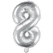 Ditipo Aufblasbarer Folienballon Nummer 8 silber 35 cm 1 Stück