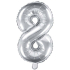 Ditipo Aufblasbarer Folienballon Nummer 8 silber 35 cm 1 Stück