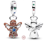 Charm Sterlingové stříbro 925 Sladké vánoce - perníkový anděl s hvězdou, přívěsek na náramek vánoce