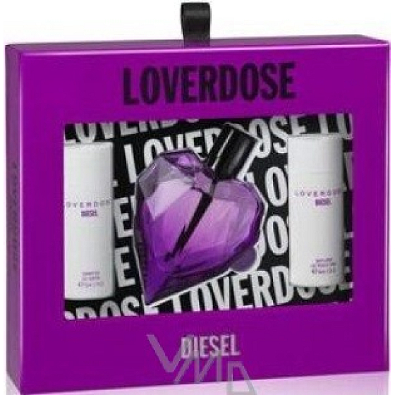 Diesel Loverdose parfümiertes Wasser 50 ml + Duschgel 50 ml + Körperlotion 50 ml, für Frauen Geschenkset