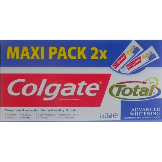 Colgate Total Advanced Whitening Zahnpasta mit Bleaching-Effekt 2x75 ml