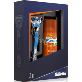 Gillette Fusion Rasierer + Fusion feuchtigkeitsspendendes Rasiergel 75 ml, Kosmetikset für Männer