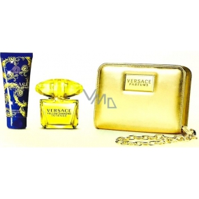 Versace Yellow Diamond Intensives parfümiertes Wasser 90 ml + Körperlotion 100 ml + goldene Handtasche, Geschenkset