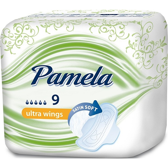 Pamela Ultra Wings Satin Weiche Damenbinden mit Flügeln 9 Stück