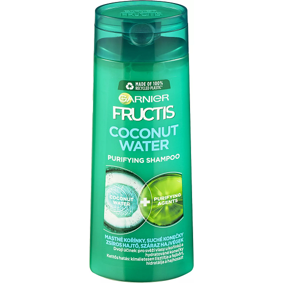 Garnier Fructis Coconut Water stärkendes Shampoo für fettige Ansätze und trockene Haarspitzen 250 ml