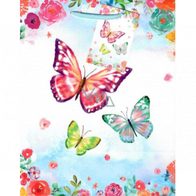 Ditipo Geschenk Papiertüte 18 x 23 x 10 cm hellblaue Schmetterlinge