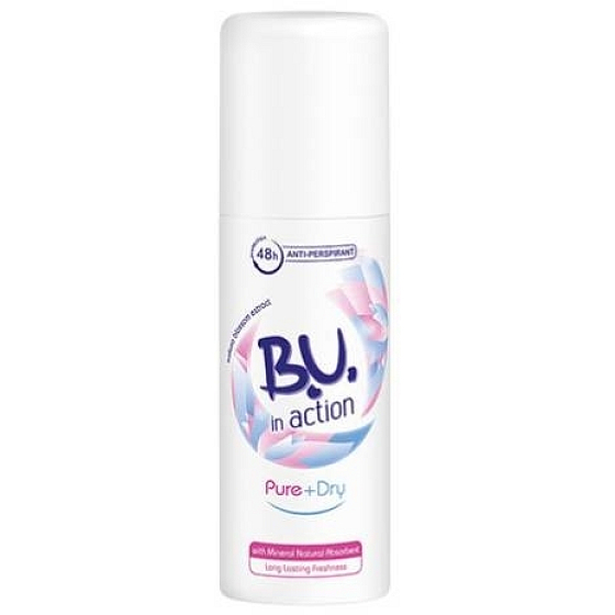 BU In Aktion Pure + Dry Antitranspirant Deodorant Spray für Frauen Mini 50 ml