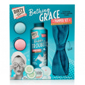 Dirty Works Bathing Grace Badeschaum 250 ml + funkelnder Ball 2 x 25 g + Haarstirnband 1 Stück + Augenpolster 2 Paar, Kosmetikset