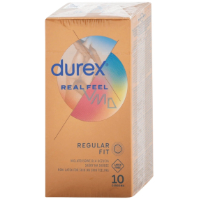 Durex Real Feel latexfreies Kondom für ein natürliches Haut-auf-Haut-Gefühl, nominale Breite: 56 mm 10 Stück