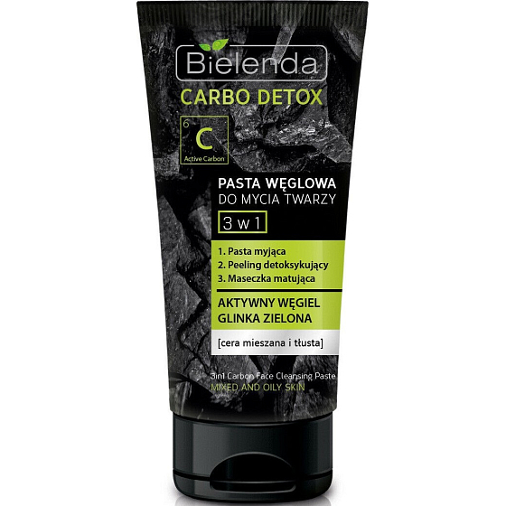 Bielenda Carbo Detox 3 in 1 Gesichtsreinigungspaste zur Kombination mit fettiger Haut 150 g