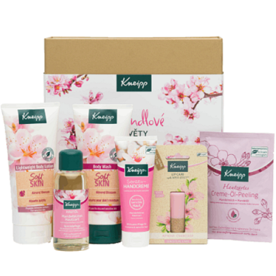 Kneipp Mandelblüten Duschgel 200 ml + Körperlotion 200 ml + Körperpeeling 40 ml + Körperöl 100 ml + Handcreme 75 ml + Lippenbalsam 4,7 g, Kosmetikset