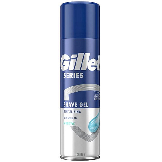 Gillette Series Revitalizing Sensitive Rasiergel mit grünem Tee für Männer 200 ml