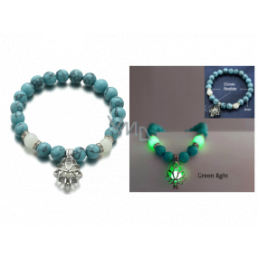 Tyrkenit leuchtet im Dunkeln grün, Armband elastischer Naturstein, Perle 8 mm / 16 - 17 cm, Stein der jungen Leute, die ein Lebensziel suchen