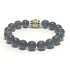 Obsidian + Blue Eye Armband elastischer Naturstein, Kugel 10 mm / 16-17 cm, Rettungsstein