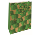 Nekupto Geschenkpapier Tasche 14 x 11 x 6,5 cm Weihnachtsbäume grün